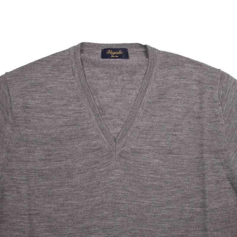 Grey Merino Wool V-Neck