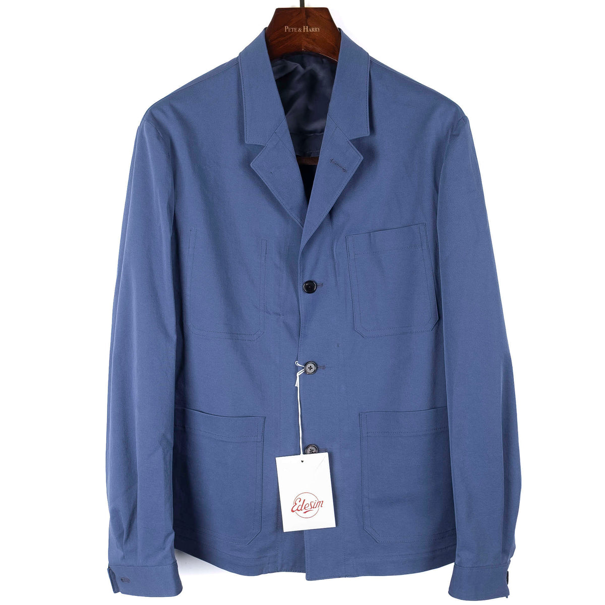 Neapolitan Hand Tailored Blue Utility Jacket Sz 48
