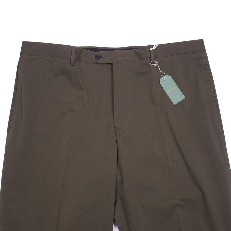 Neapolitan Hand Tailored Green Cotton Trousers Sz 46