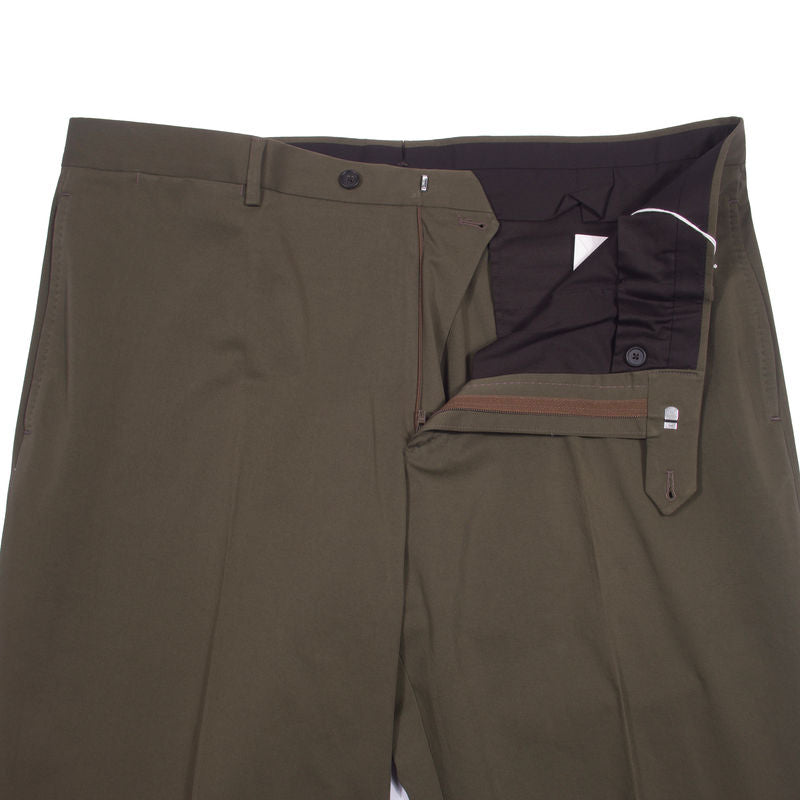 Neapolitan Hand Tailored Green Cotton Trousers Sz 46