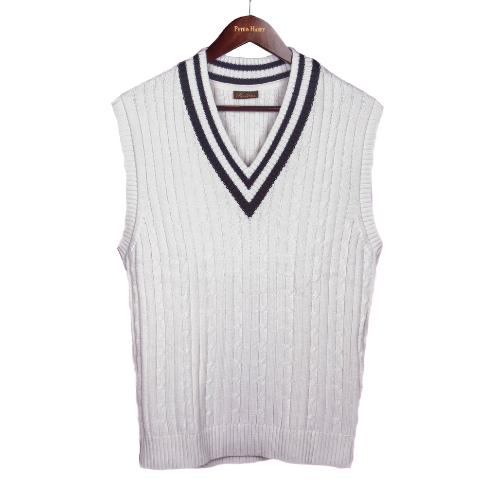White Cableknit Slipover