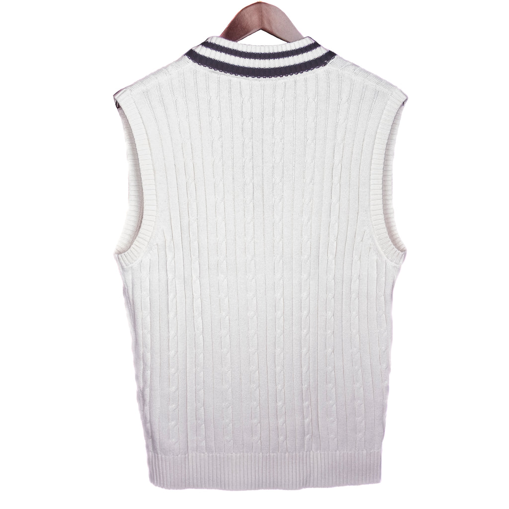 White Cableknit Slipover