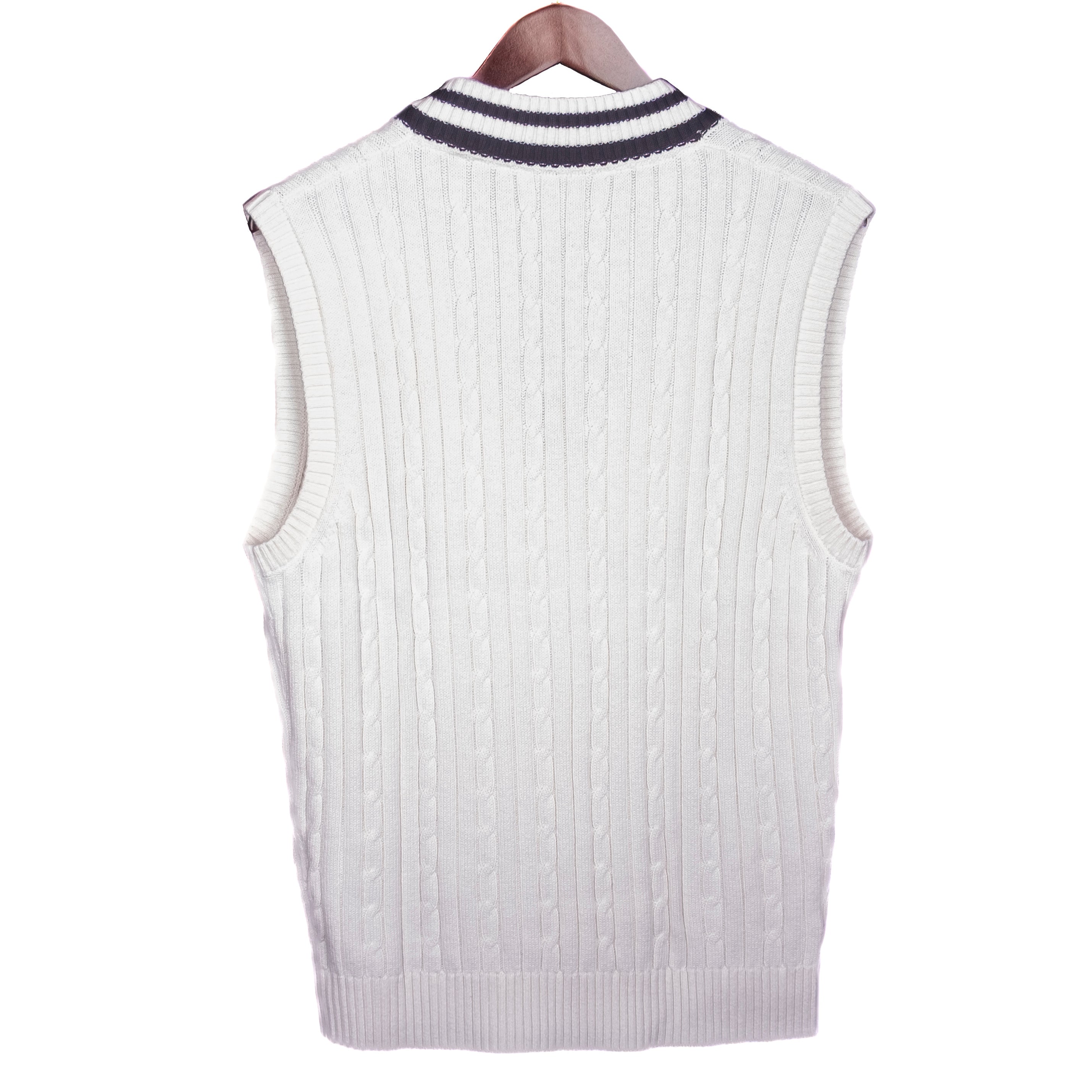 White Cableknit Slipover