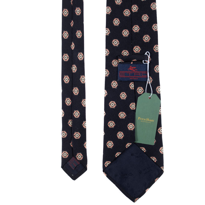 Etro Tie Black with Orange Details