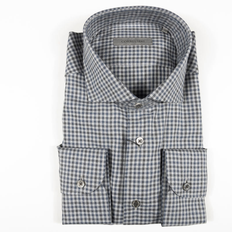 Grey and Blue Check Gingham Shirt 43