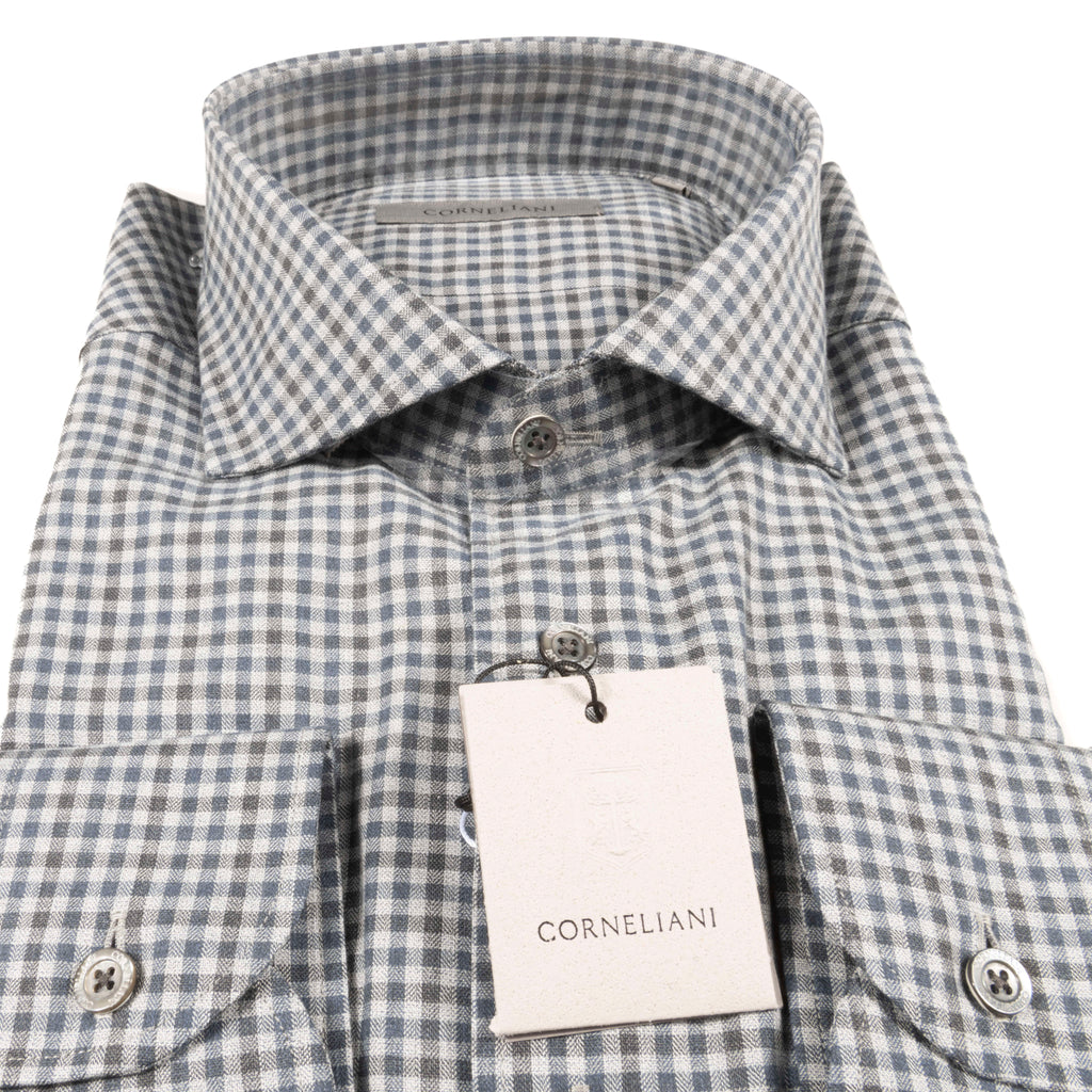Grey and Blue Check Gingham Shirt 43