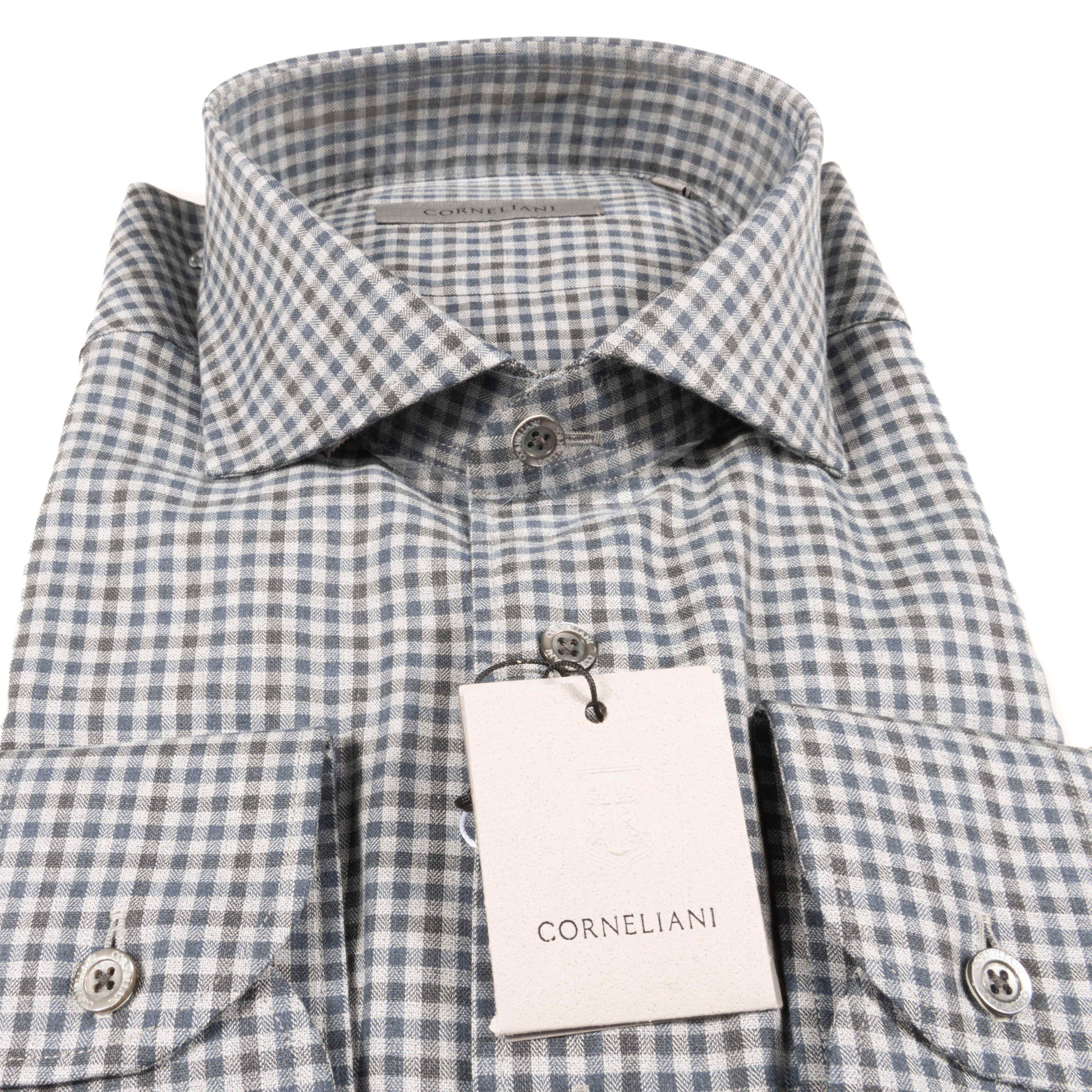 Grey and Blue Check Gingham Shirt 43
