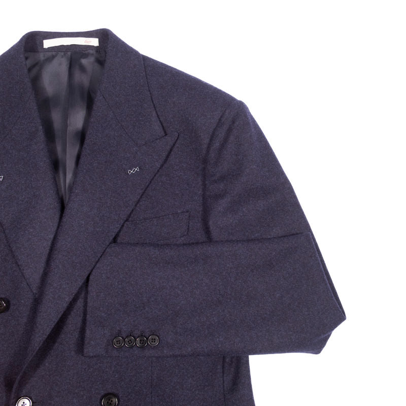 Neapolitan Hand Tailored Navy Double Breasted Flannel Sport Coat 50