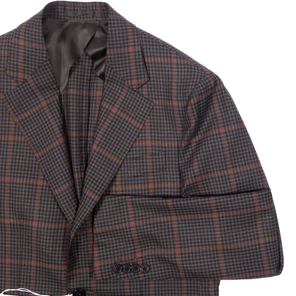 Neapolitan Hand Tailored Green with Red Checks Sport Coat, Size 48