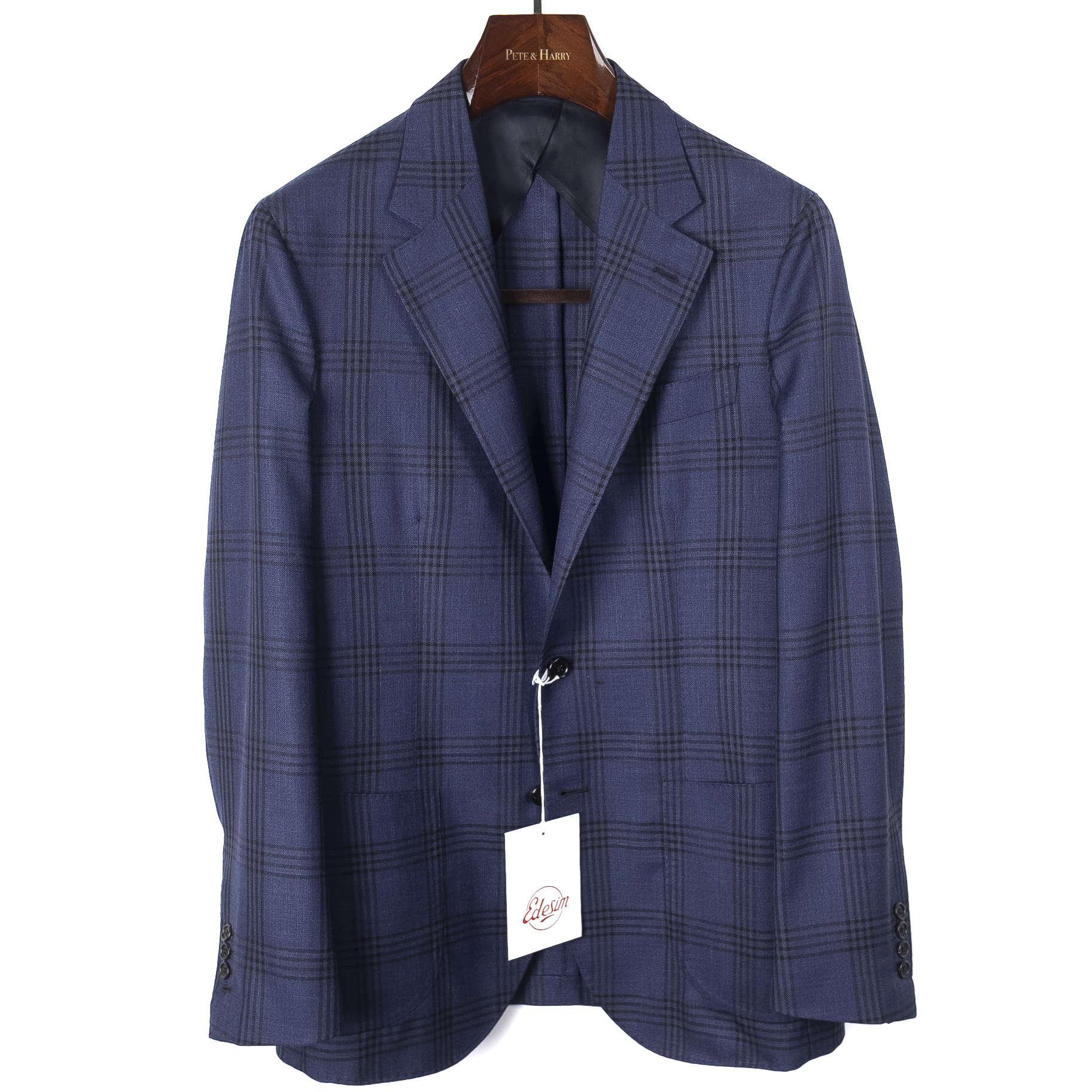 Neapolitan Hand Tailored Navy Checks Sport Coat Sz 50