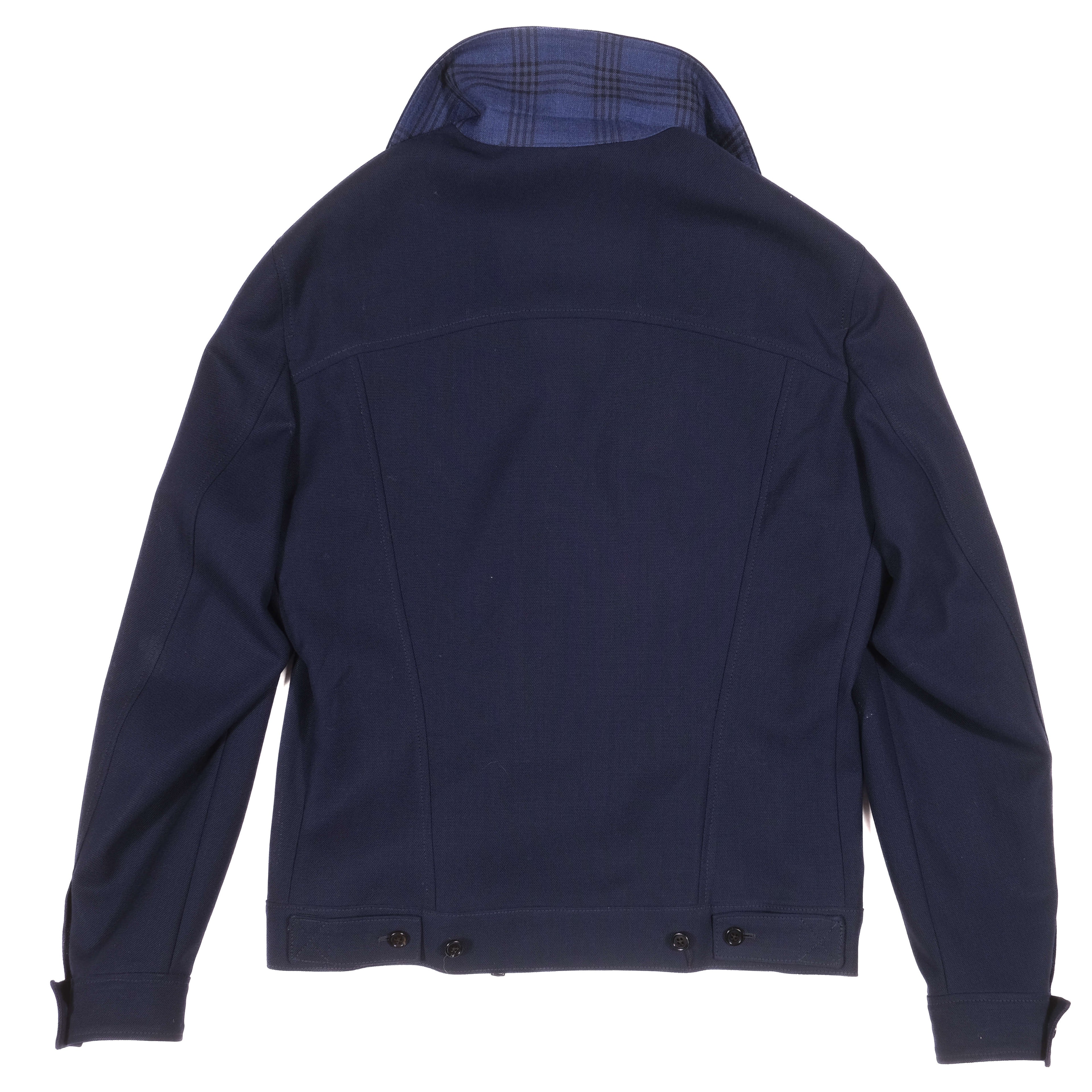 Eduardo De Simone Navy High Twist Wool Harrington Jacket 48