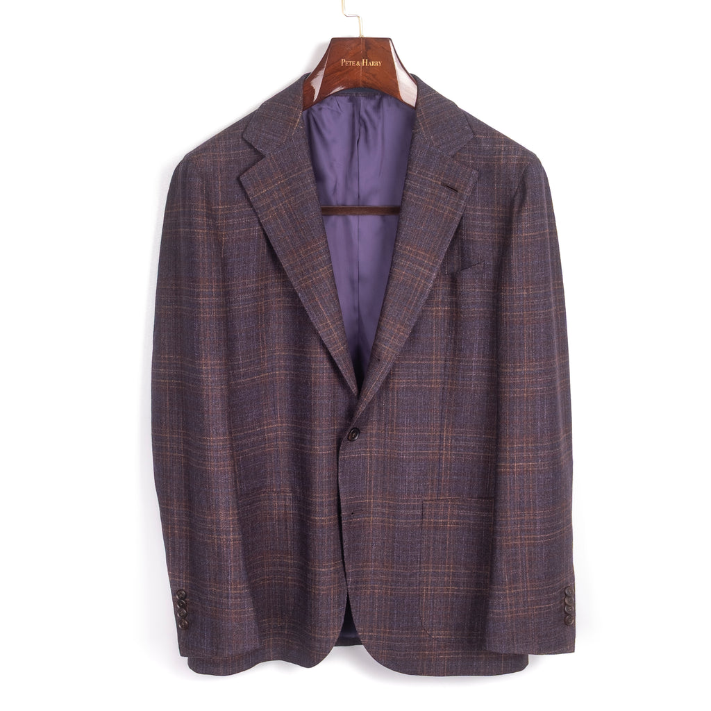 Burgundy Checks Silk/Wool Patch Pocket Sport Coat