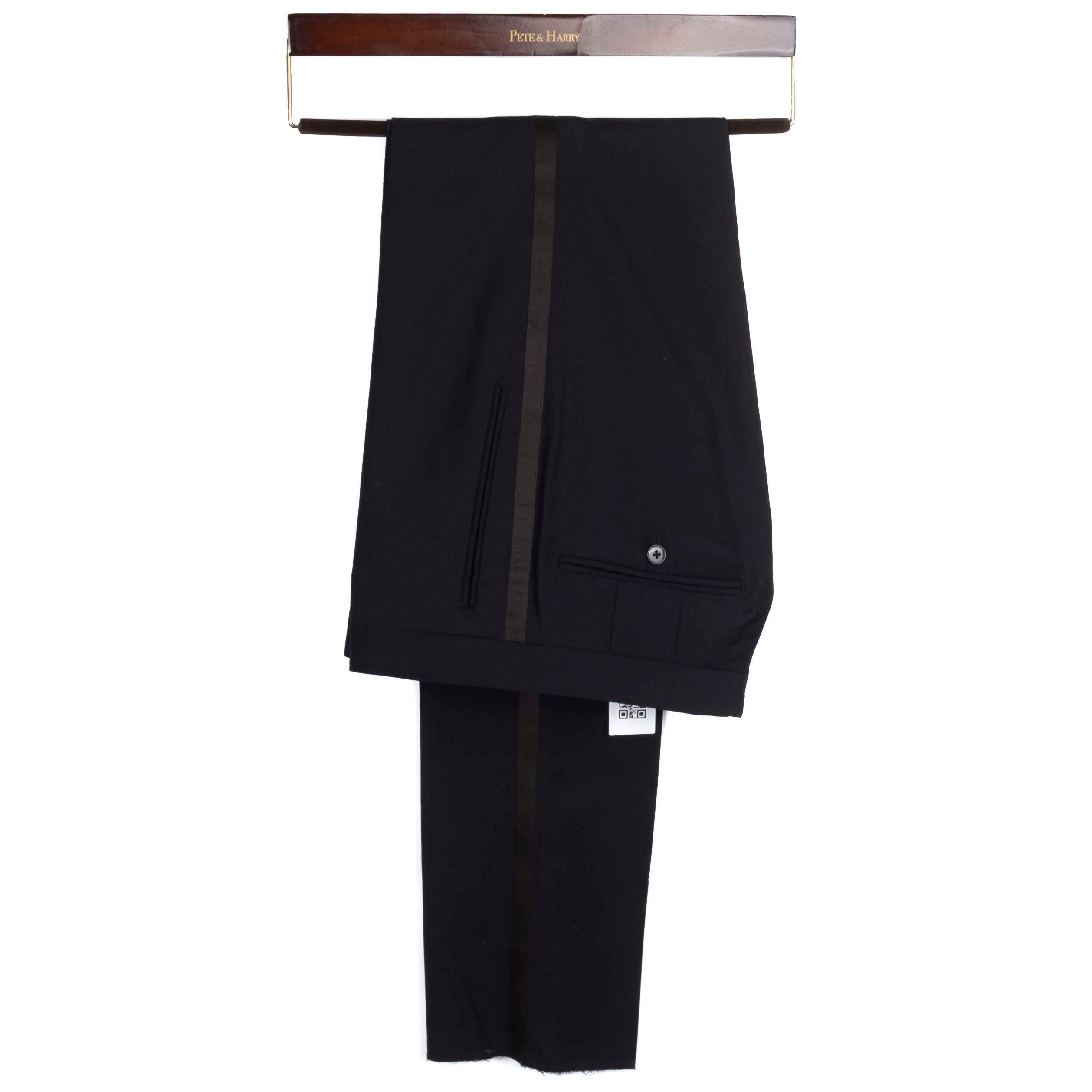 Black Wool Tuxedo Trousers Sz 44