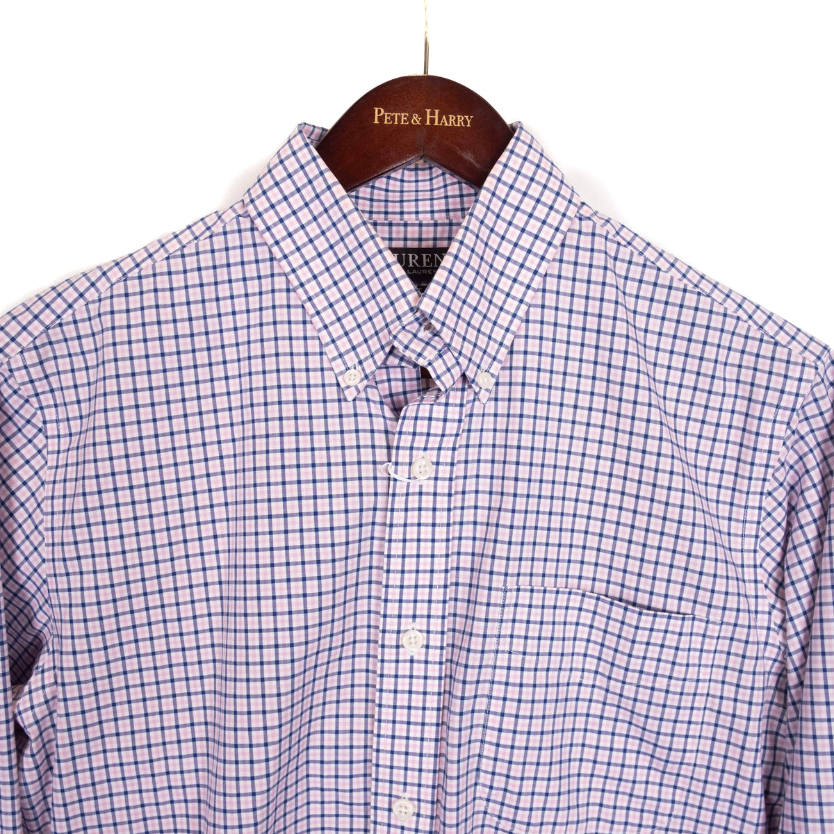Ralph Lauren White, Pink and Blue Checks Buttondown Shirt