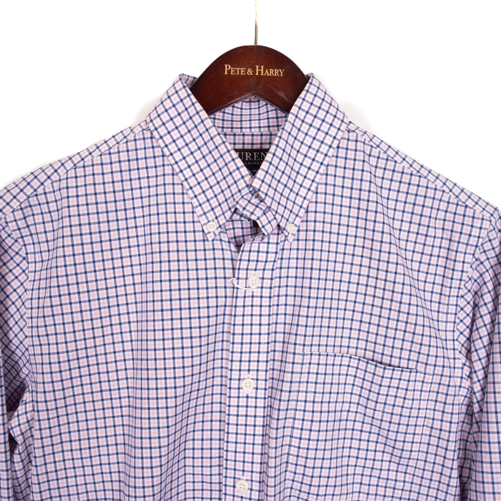 Ralph Lauren White, Pink and Blue Checks Buttondown Shirt