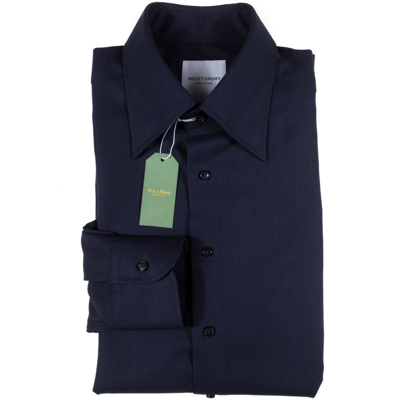 Shirtonomy Navy Cashmere/Cotton Shirt Sz 43