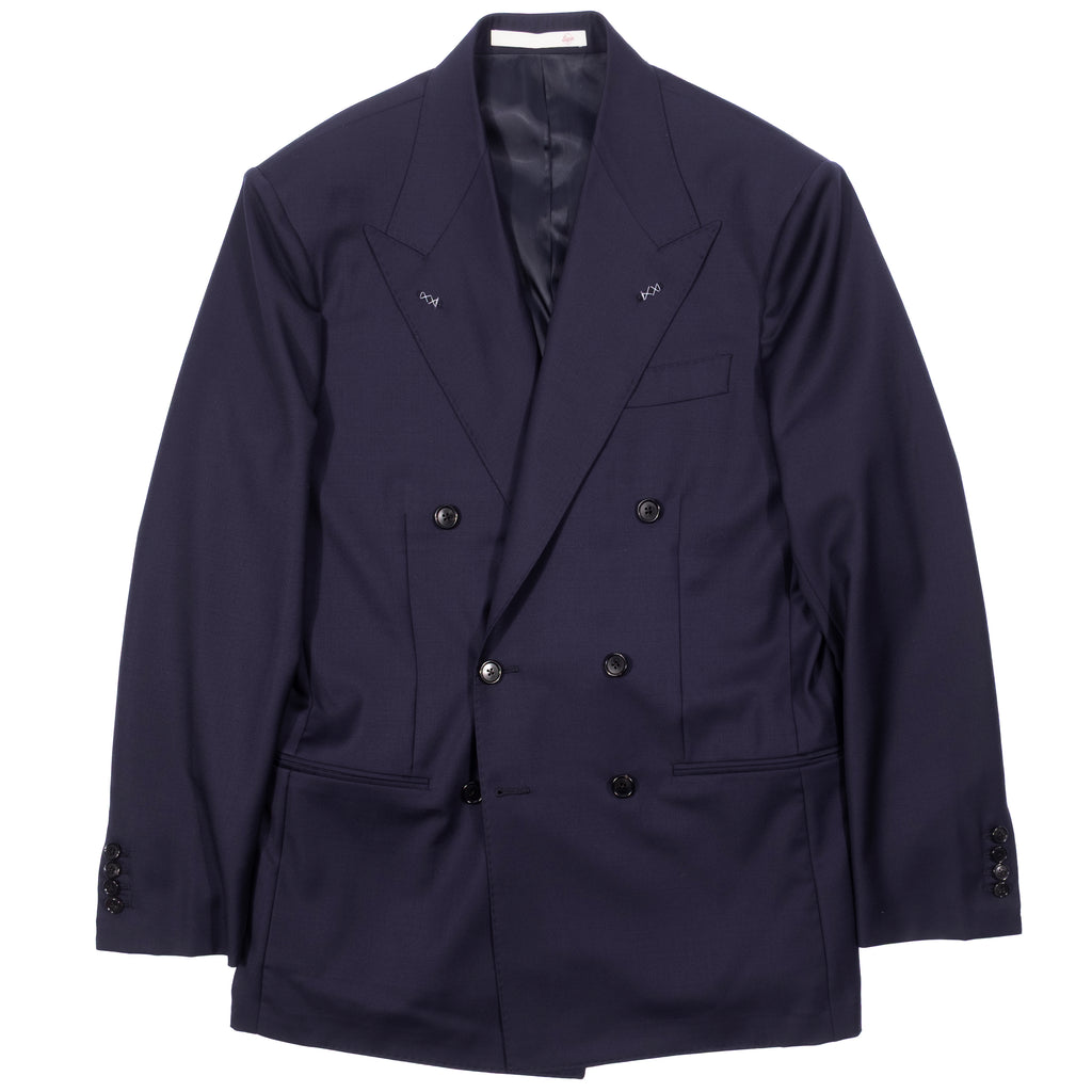 Neapolitan Hand Tailored Navy Double Breasted Drapers Wool Sport Coat 44