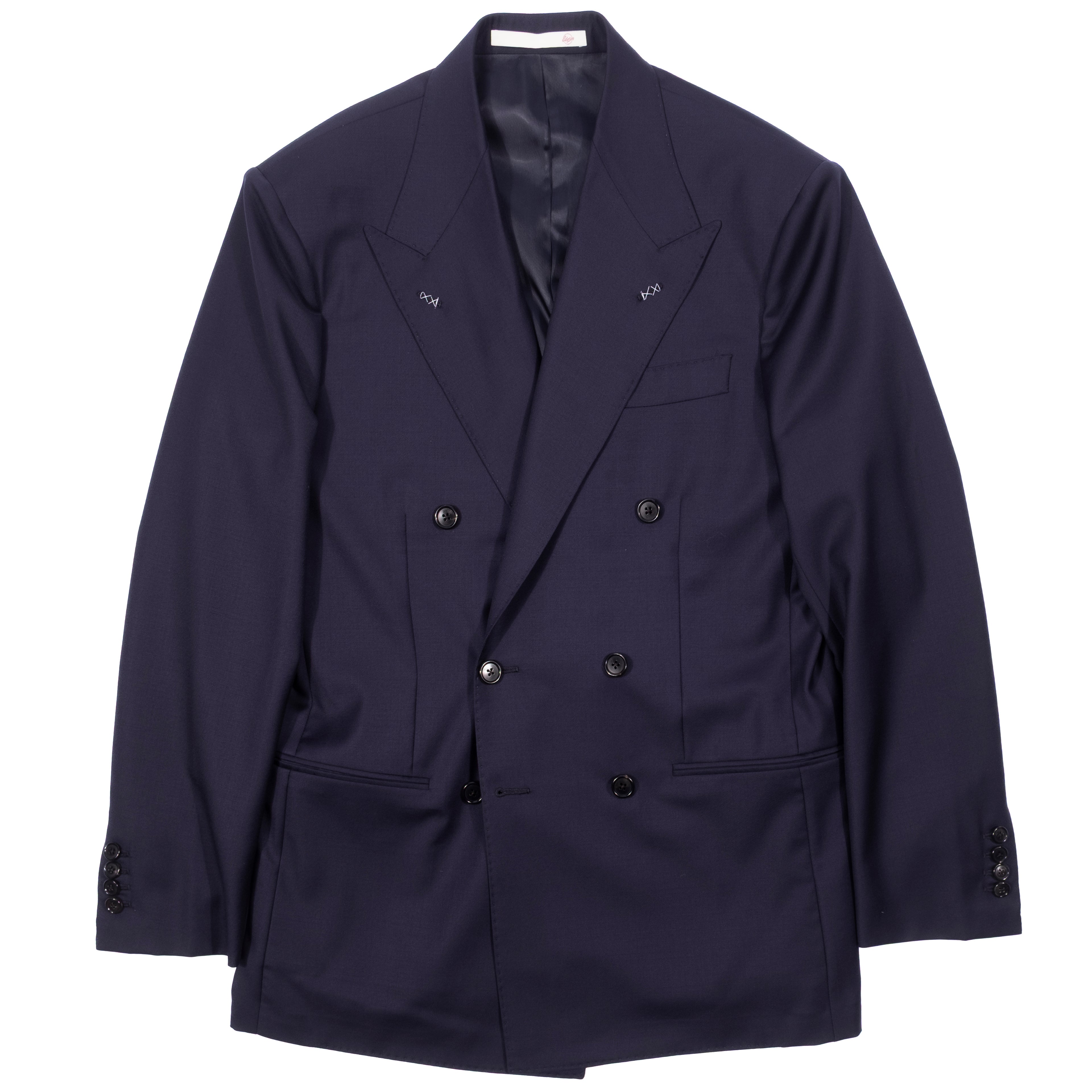Neapolitan Hand Tailored Navy Double Breasted Drapers Wool Sport Coat 44