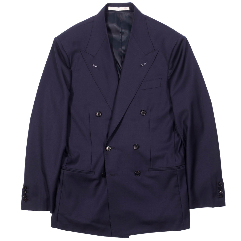 Neapolitan Hand Tailored Navy Double Breasted Drapers Wool Sport Coat 44