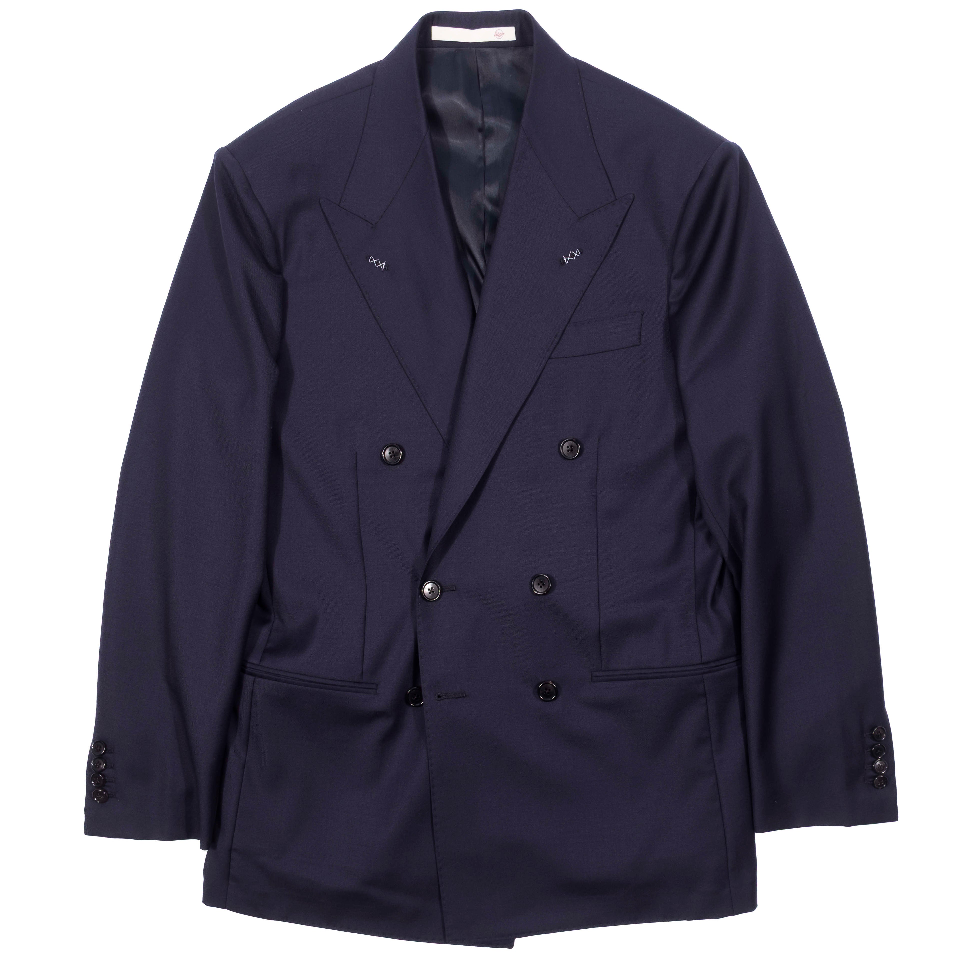 Neapolitan Hand Tailored Navy Double Breasted Drapers Wool Sport Coat 44