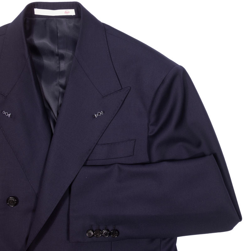 Neapolitan Hand Tailored Navy Double Breasted Drapers Wool Sport Coat 44