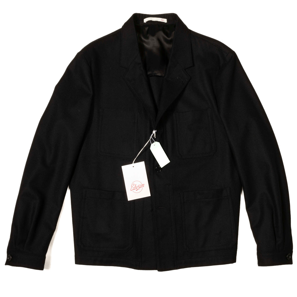 Neapolitan Hand Tailored Black Wool/Cashmere Utility Jacket Sz 50