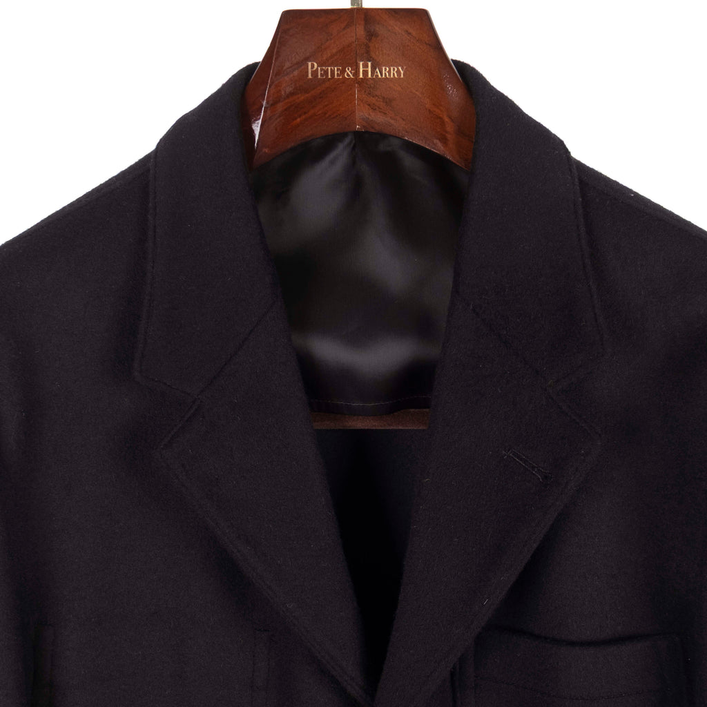 Neapolitan Hand Tailored Black Wool/Cashmere Utility Jacket Sz 50
