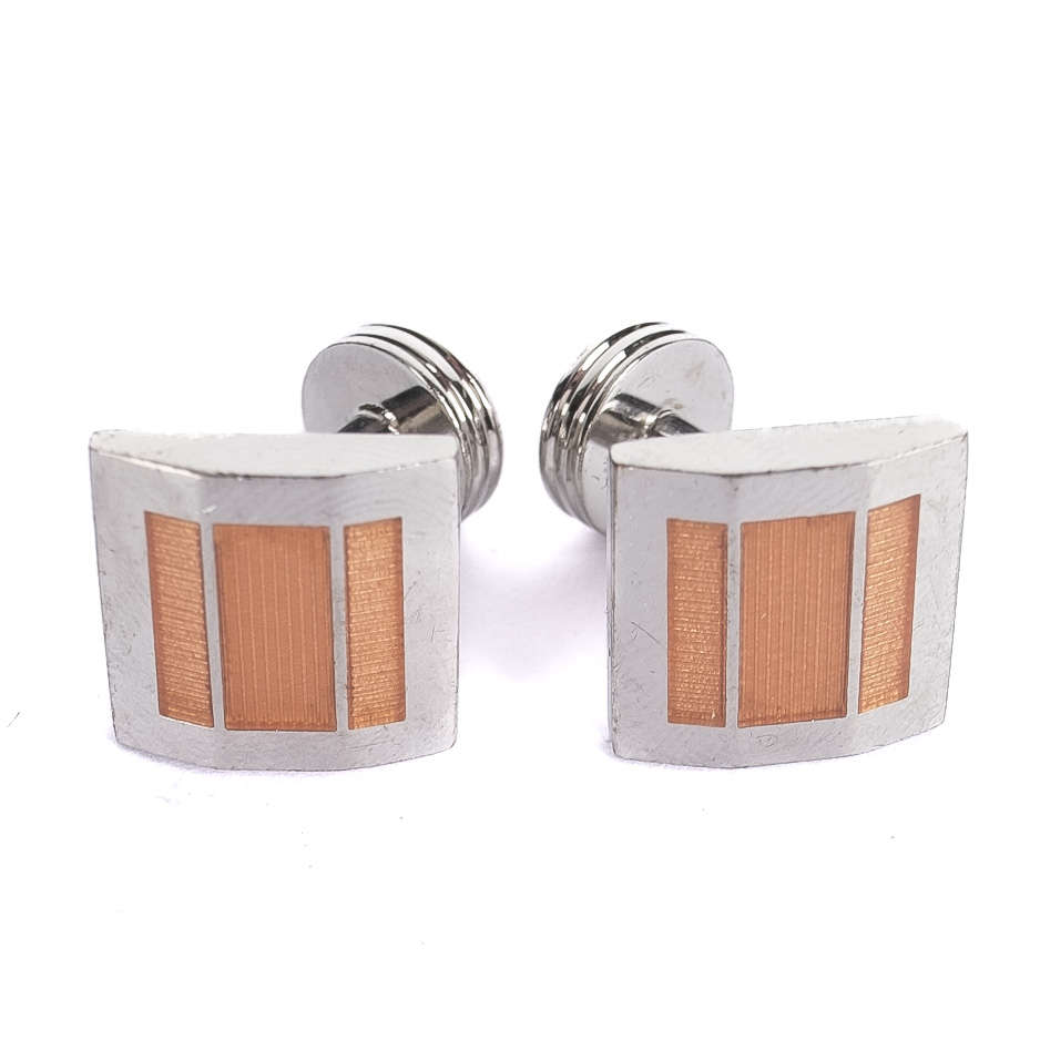 Silver and Orange Cufflinks