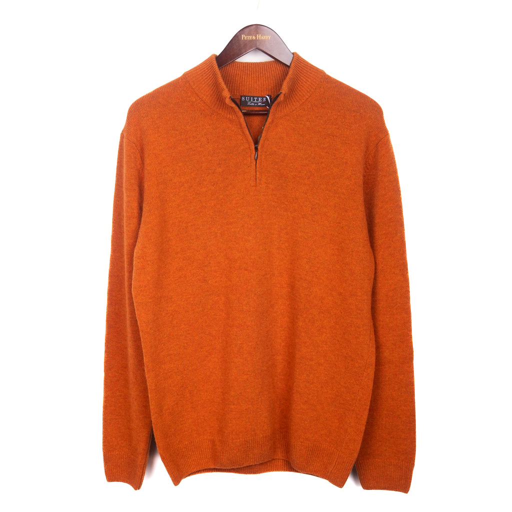 Orange Rust Baby Merino Wool Half Zip