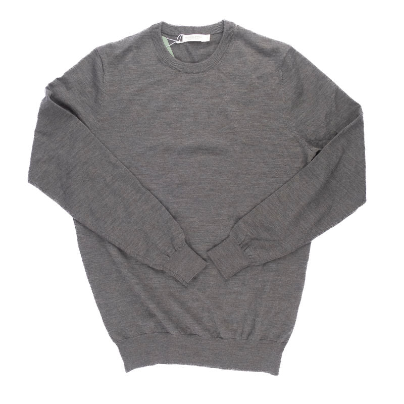 SuitSupply Grey Green Merino Wool Crewneck
