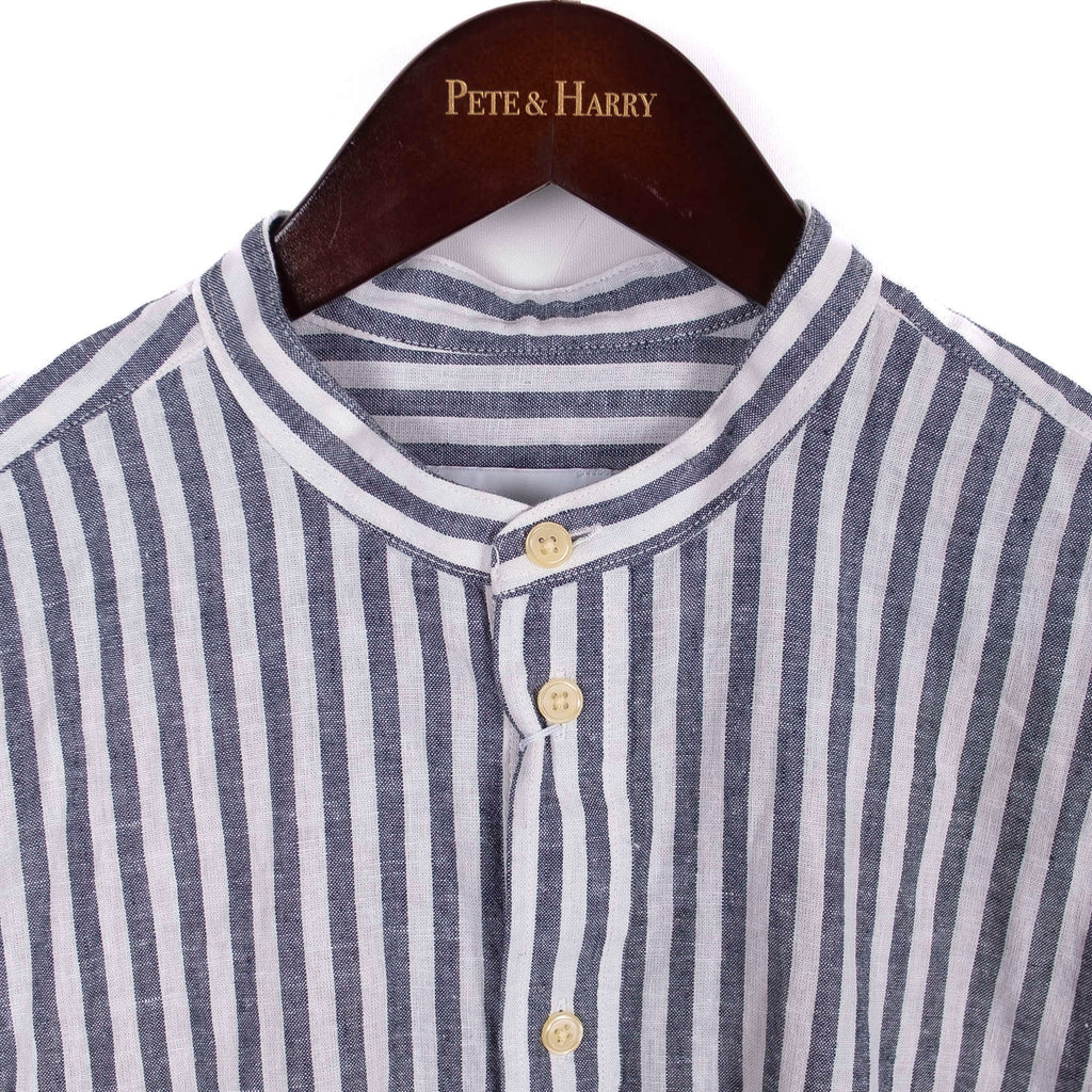 Navy & White Striped Popover Shirt