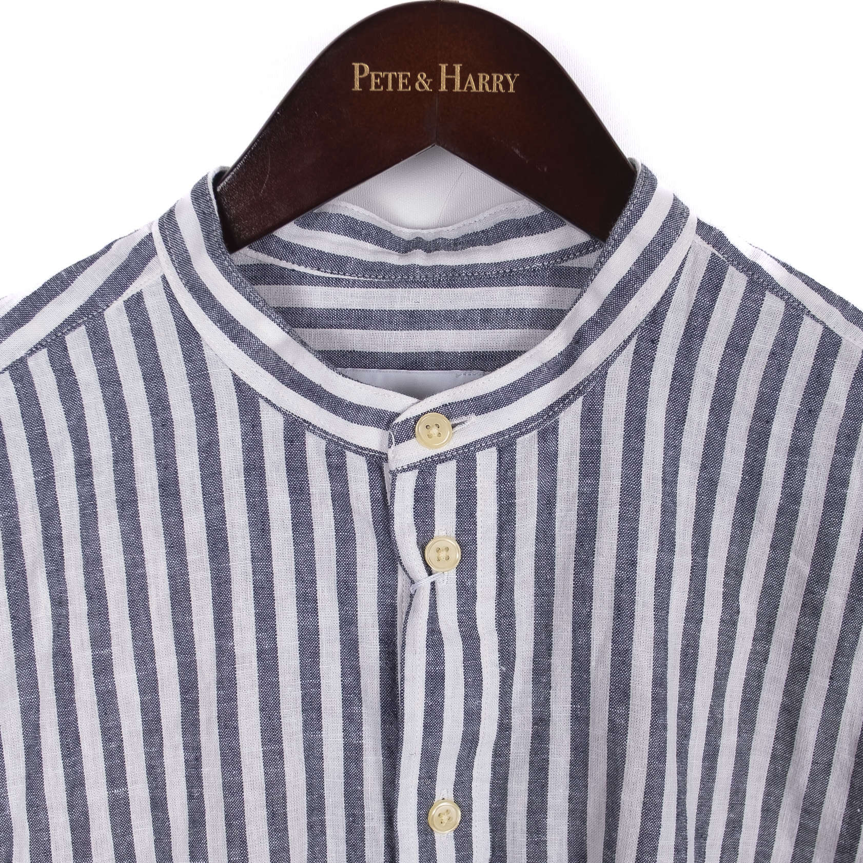Navy & White Striped Popover Shirt