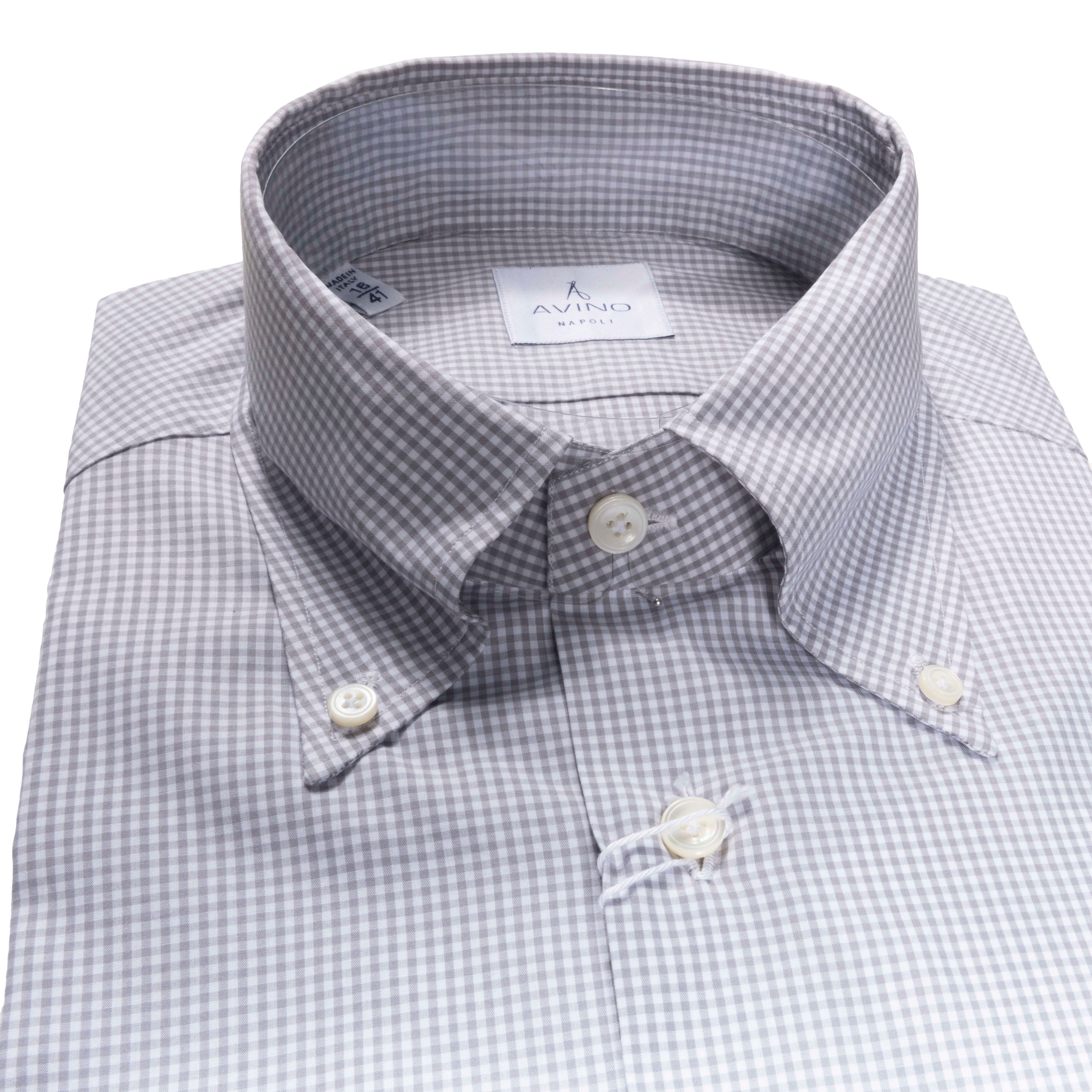 Light Grey Gingham French Cuff Buttondown Shirt 43