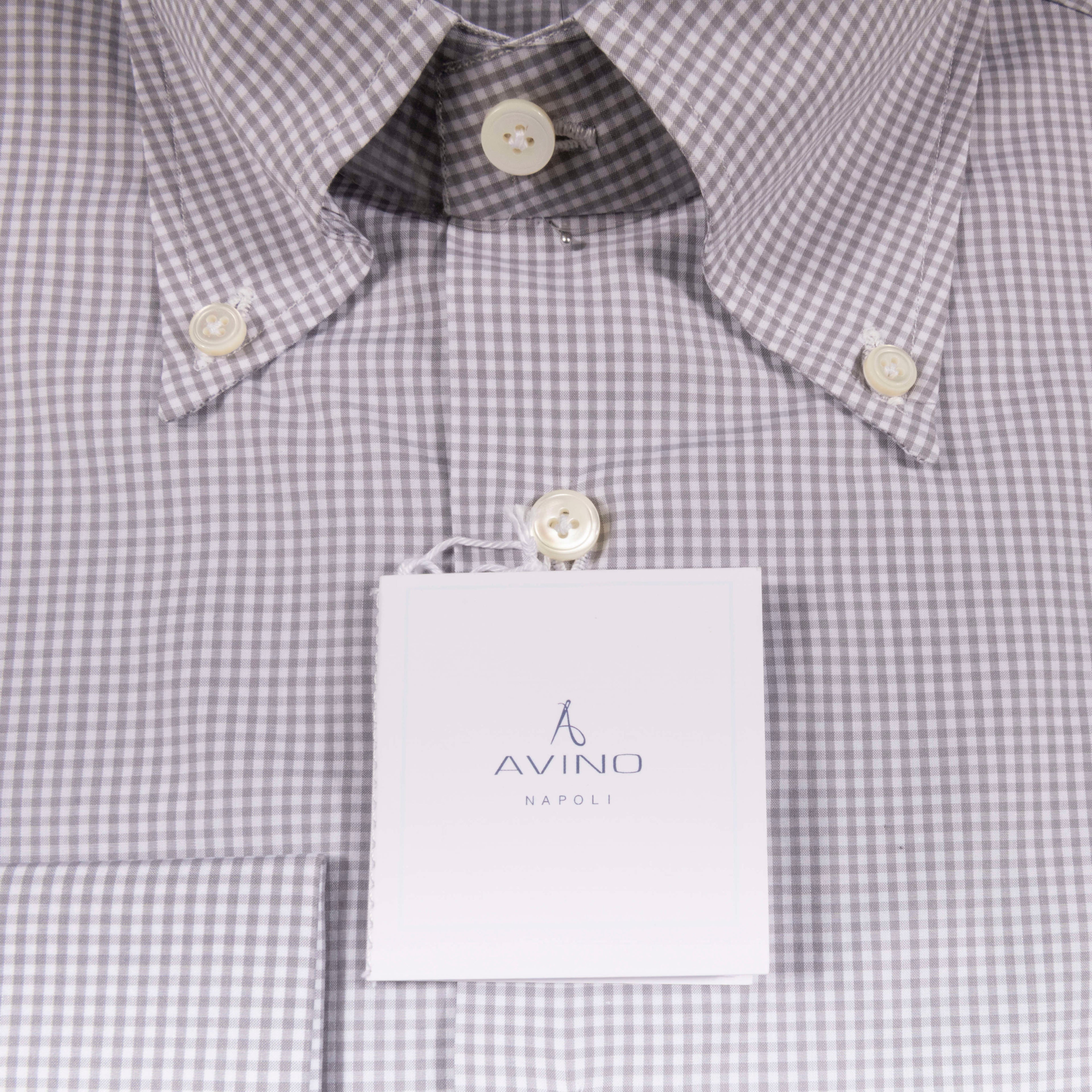 Light Grey Gingham French Cuff Buttondown Shirt 43