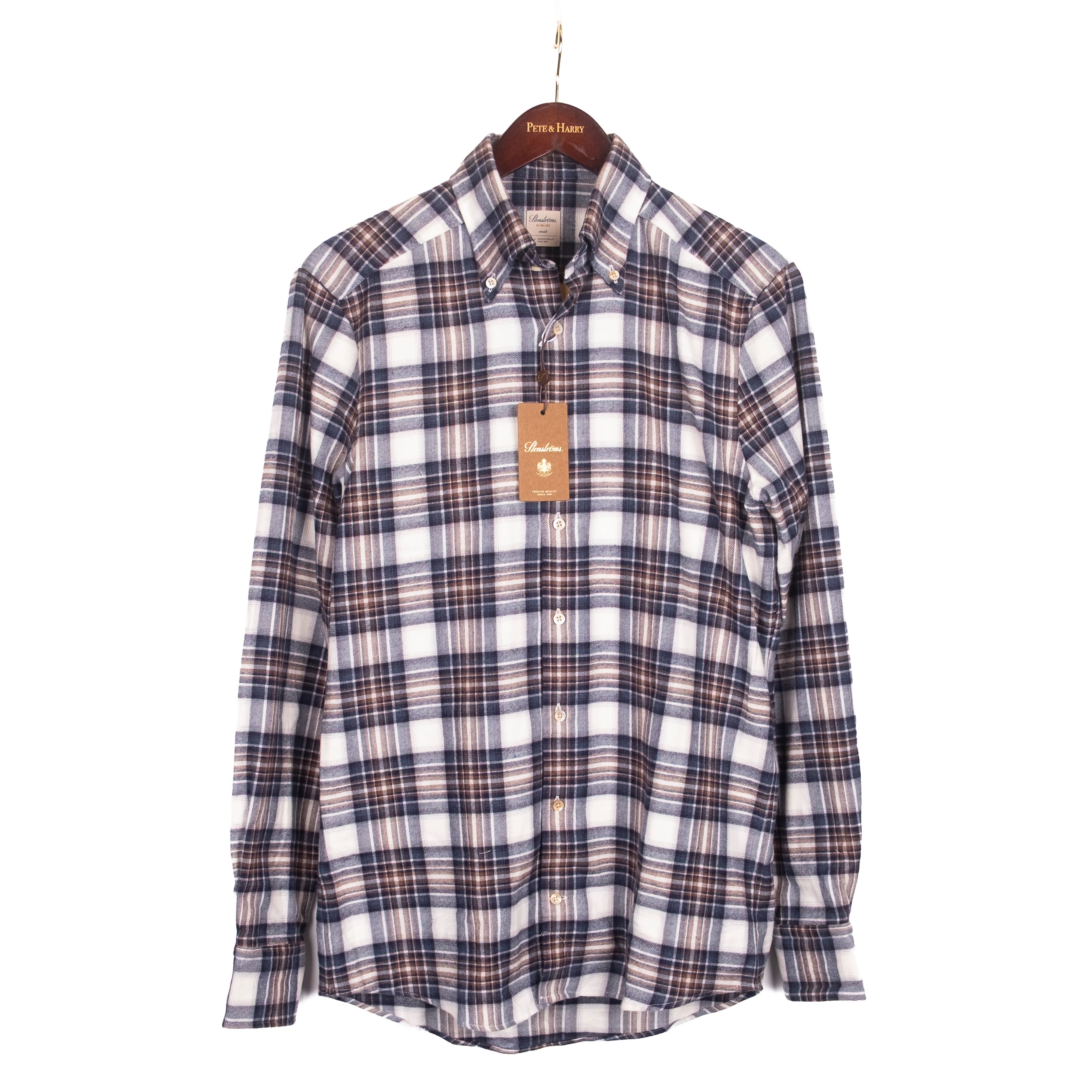 Navy and Brown Checked Buttondown Shirt