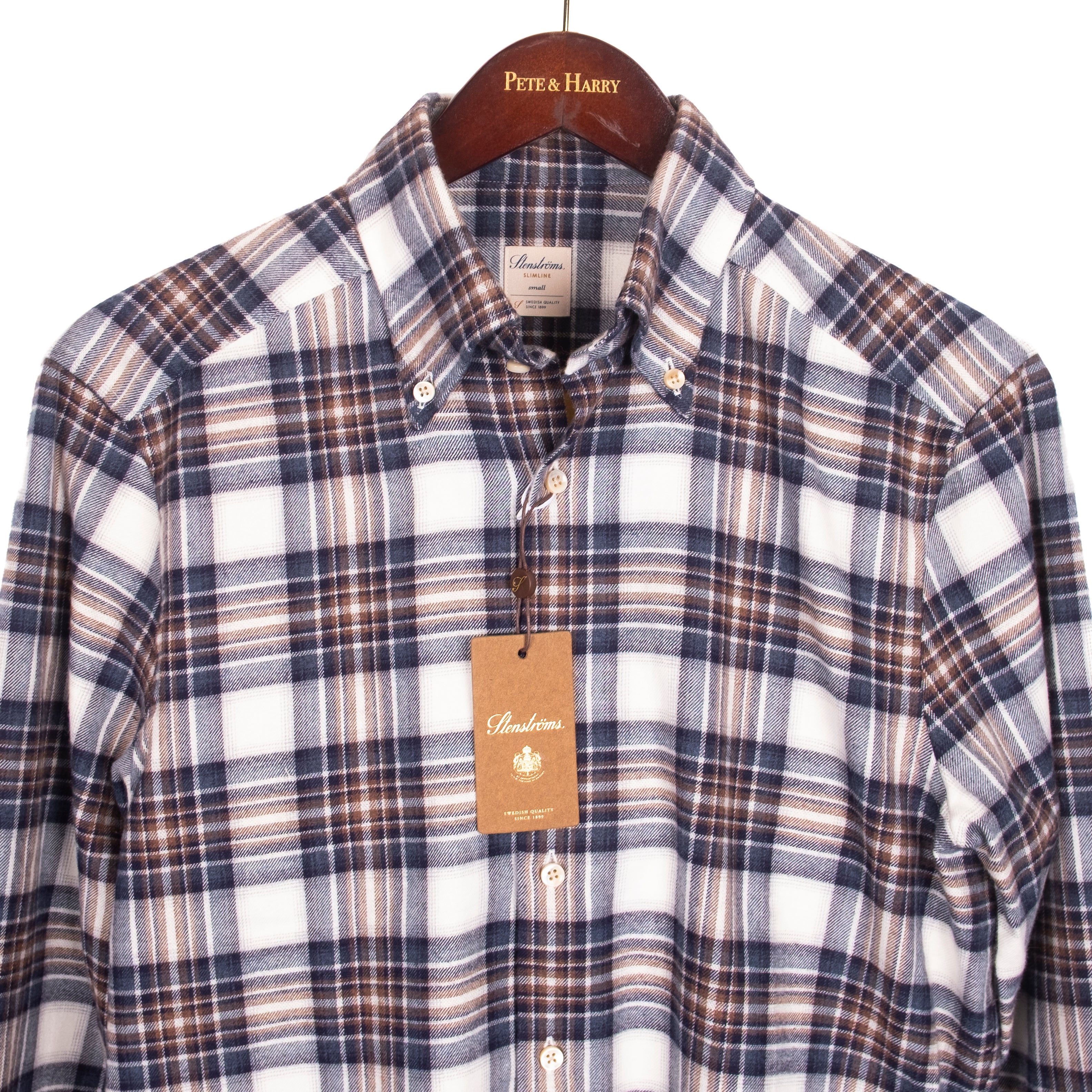 Navy and Brown Checked Buttondown Shirt
