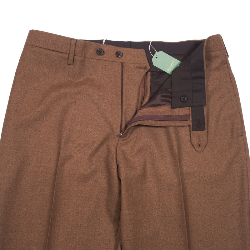 Neapolitan Hand Tailored Brown Holland & Sherry Trousers Sz 52
