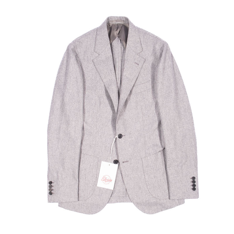 Neapolitan Hand Tailored Light Grey Holland & Sherry Flannel Sport Coat Sz 48