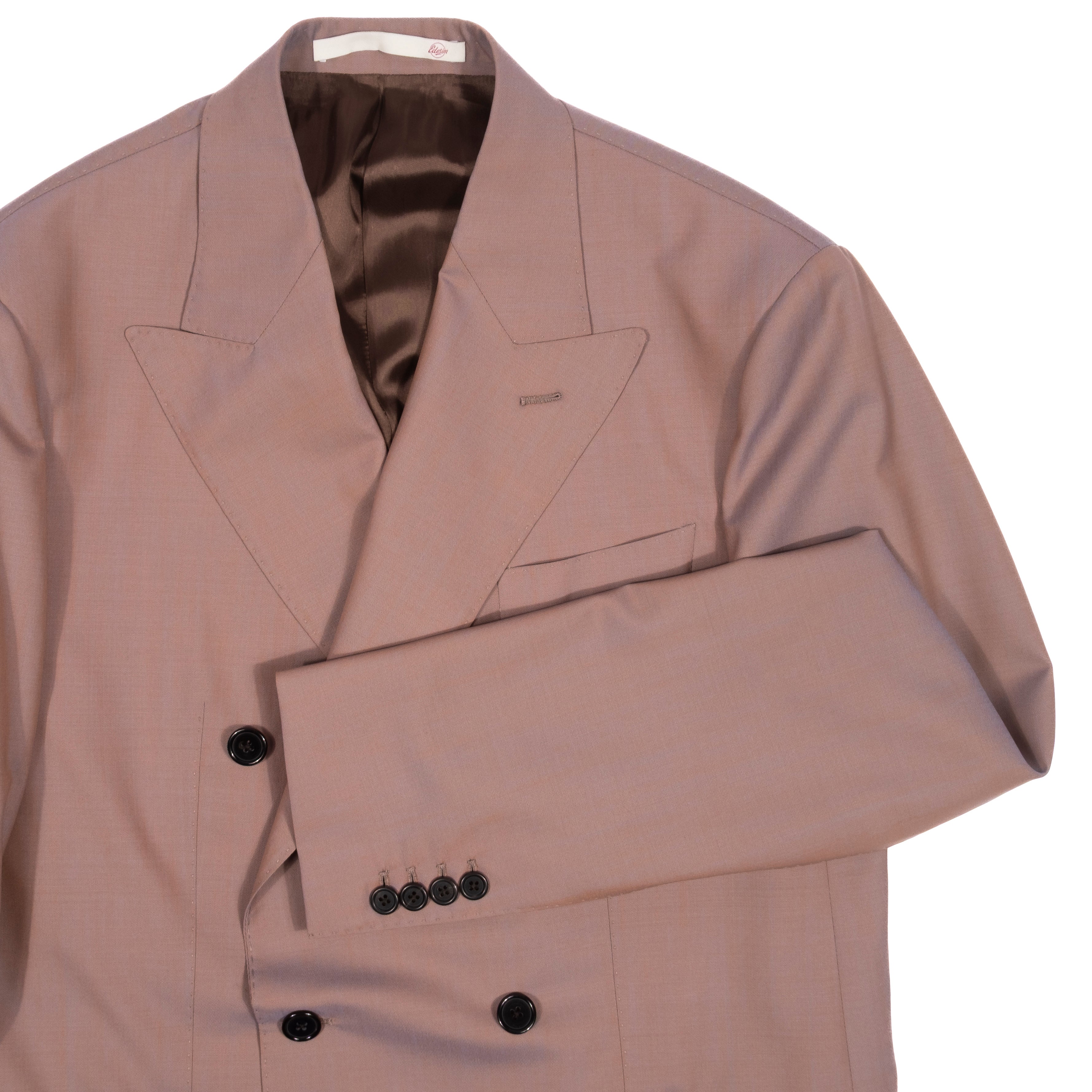 Neapolitan Hand Tailored Light Plum Double Breasted Business Suit Sz 48