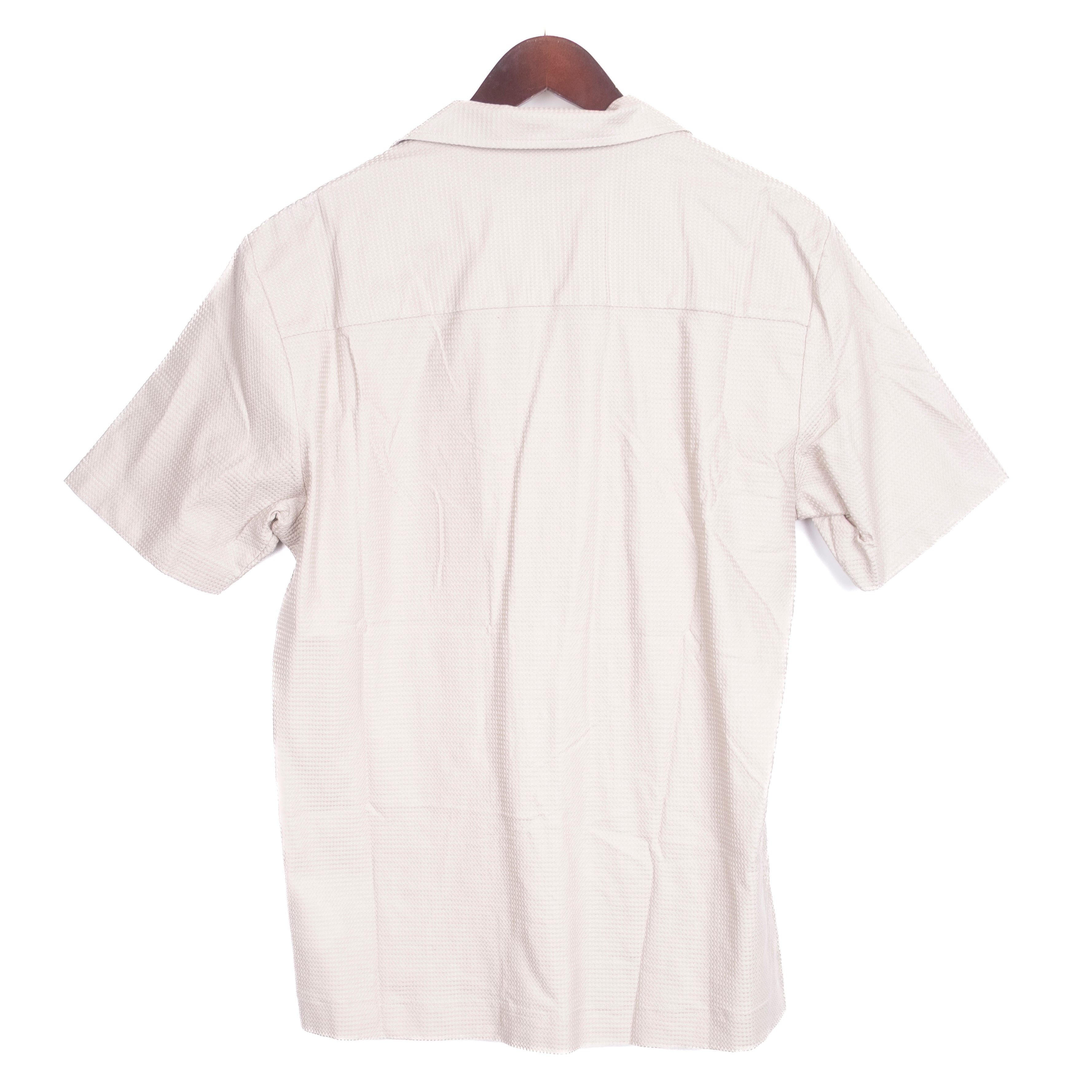 Beige Camp Collar Short Sleeved  Shirt