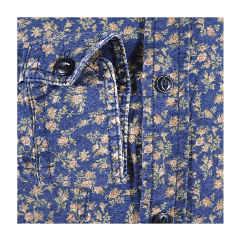 Ralph Lauren Blue with Beige Floral Pattern Shirt
