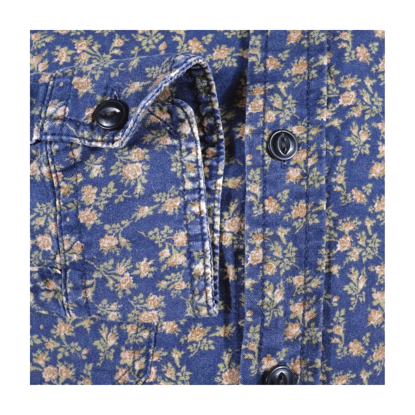 Ralph Lauren Blue with Beige Floral Pattern Shirt