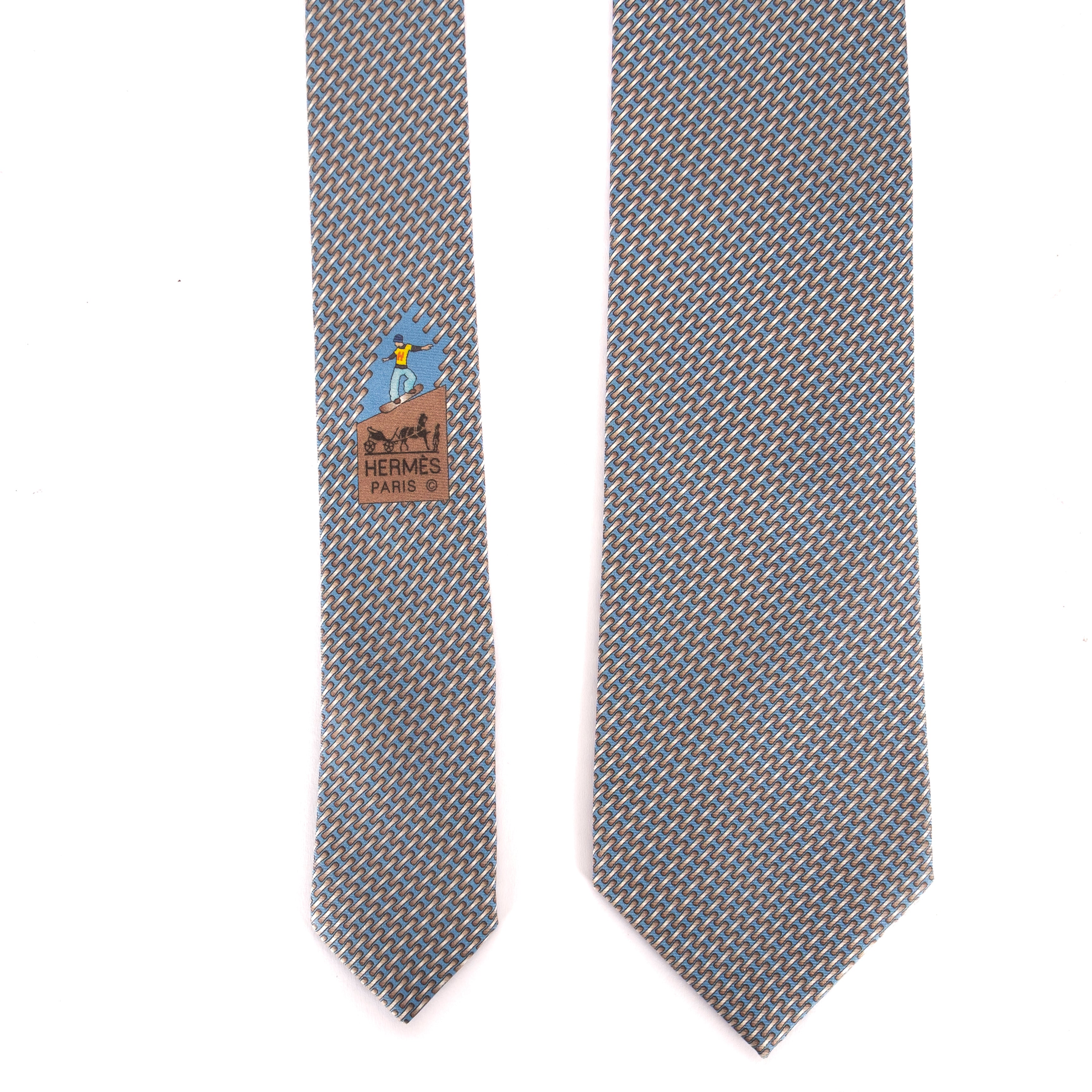 Blue and Brown Patterned Tie