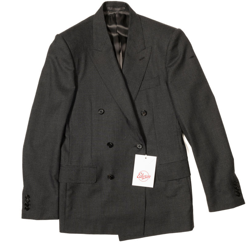 Neapolitan Hand Tailored Grey Houndstooth DB Sport Coat Sz 48