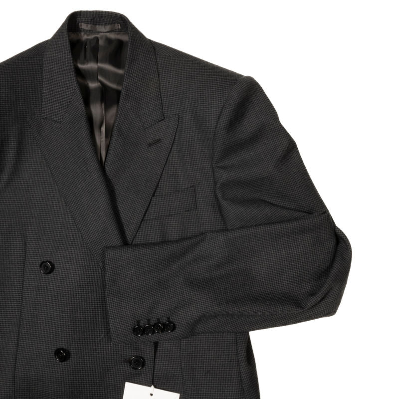 Neapolitan Hand Tailored Grey Houndstooth DB Sport Coat Sz 48
