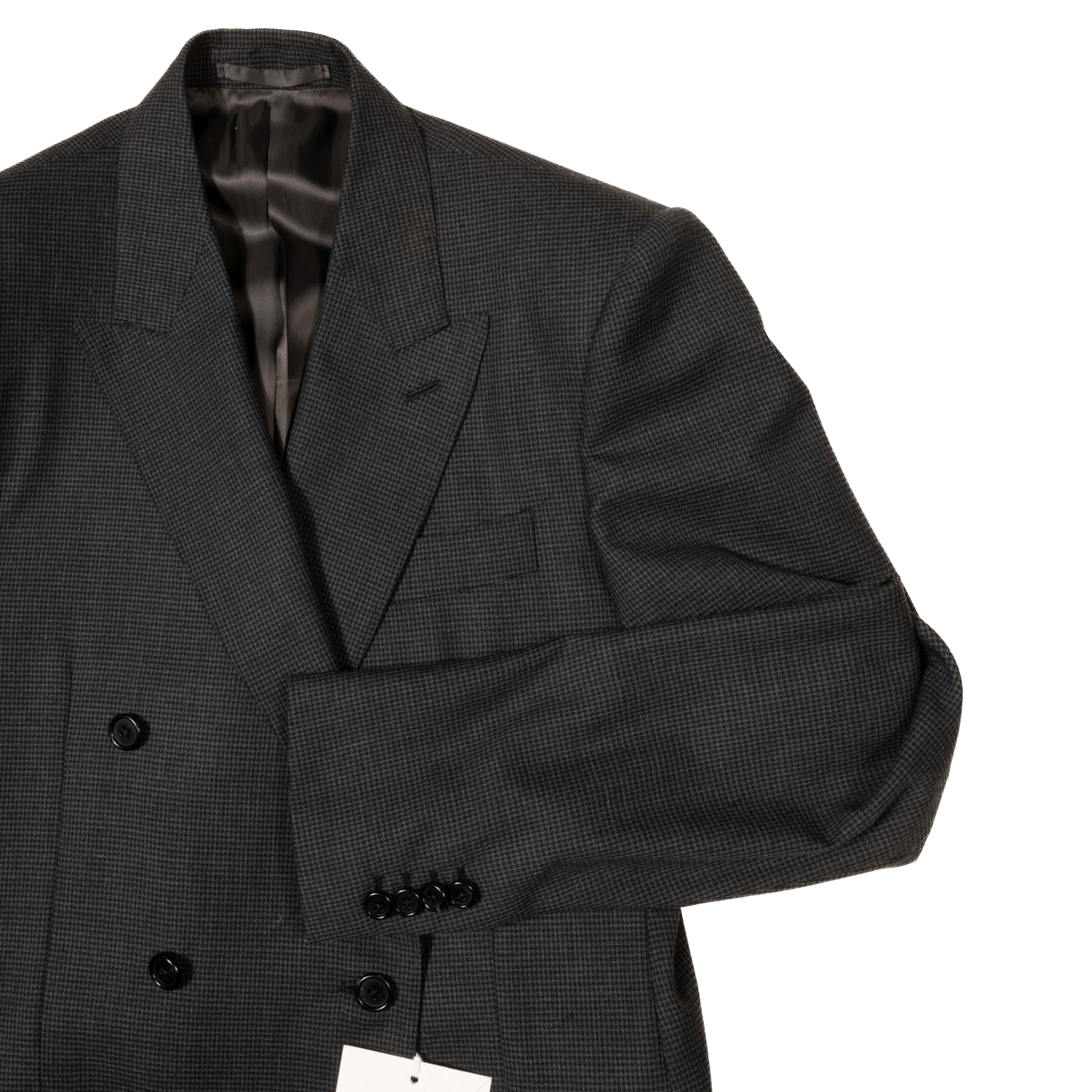 Neapolitan Hand Tailored Grey Houndstooth DB Sport Coat Sz 48