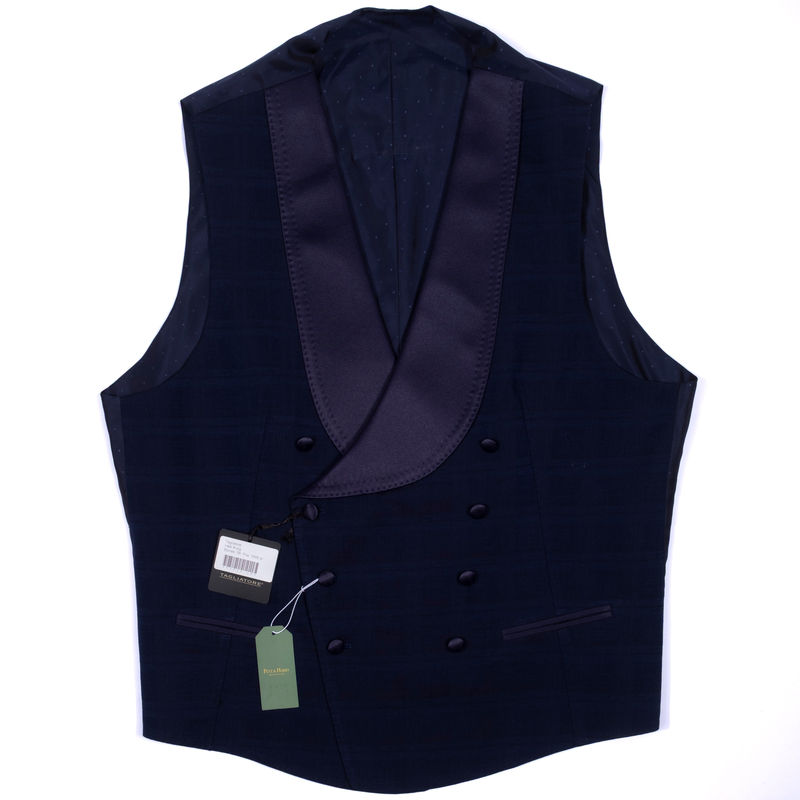 Tagliatore Navy with Check Doublebreasted Waistcoat