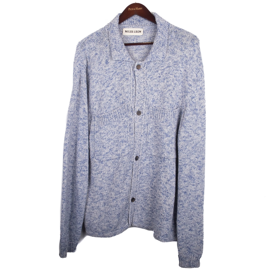 Blue White Woven Cardigan