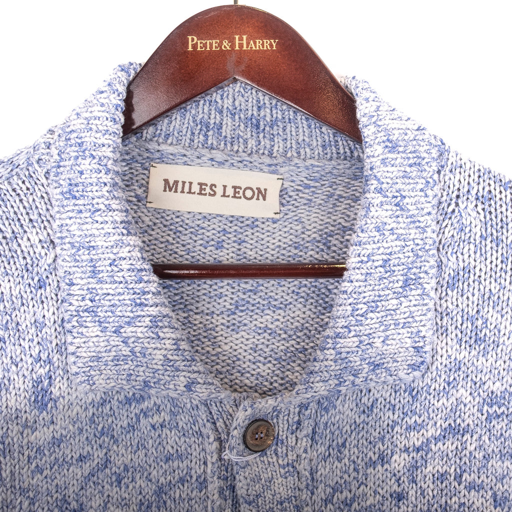 Blue White Woven Cardigan