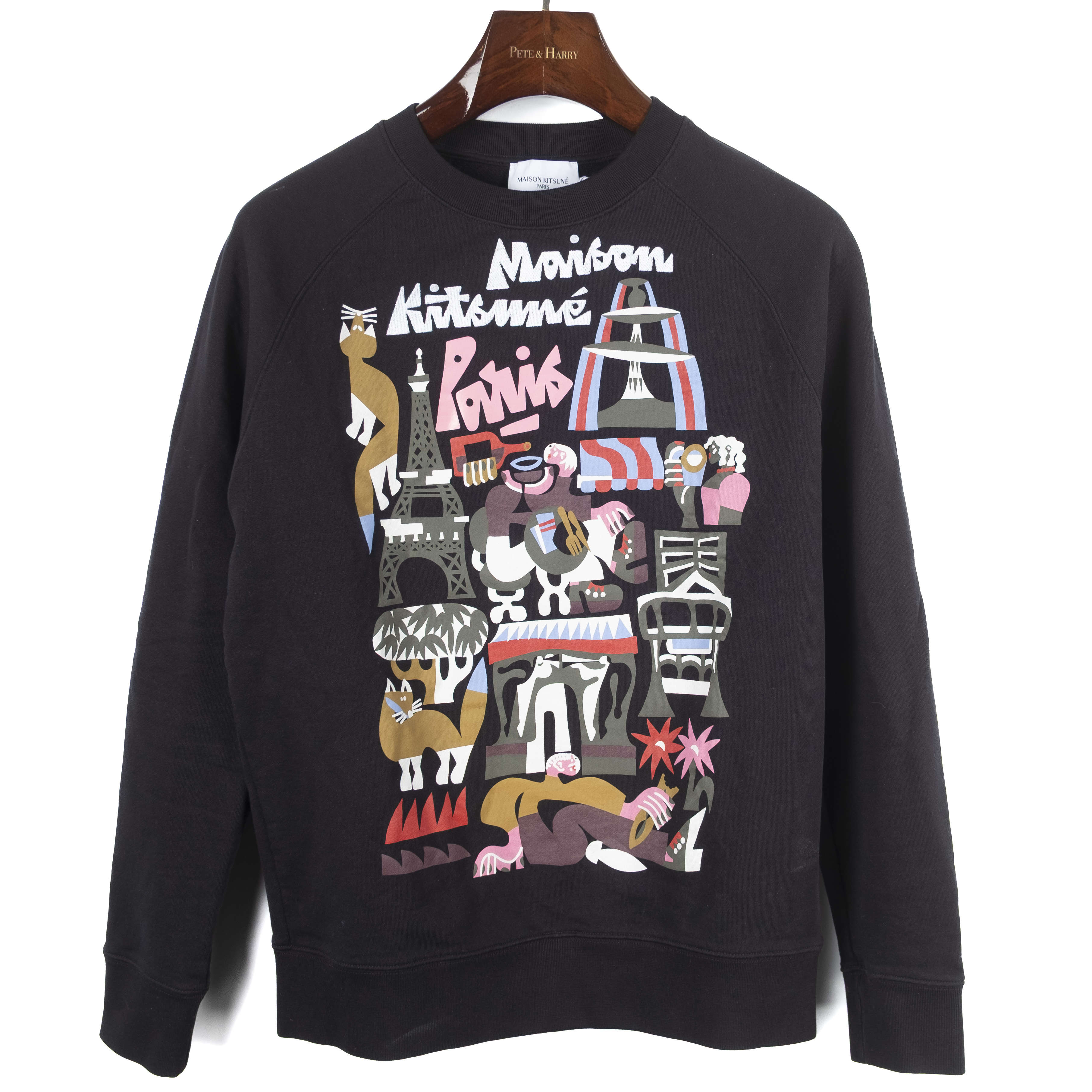 Black Printed Crewneck Sweater